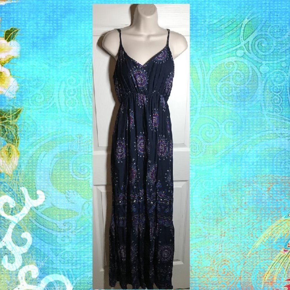 Entro ~ Blue Multi Maxi Dress  M ~ NWT!
